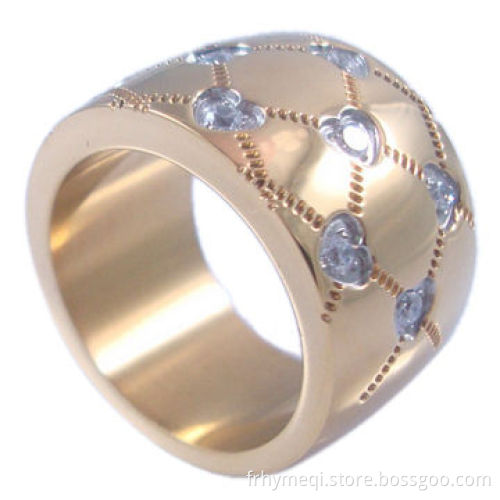 Stainless Steel Ring with Flower Zircon and CNC Stone Setting, Customized Designs Accepted